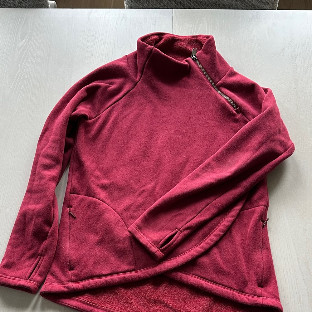 Athleta Burgundy Fleece Quarter-Zip Pullover